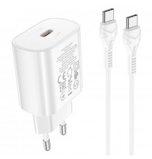 Мережевий зарядний пристрій з кабелем HOCO Jetta charger set(Type-C to Type-C)(EU) White ( )