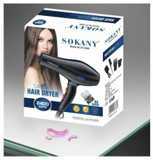 Фен для сушіння та укладання волосся SOKANY, режими швидкості, чорний