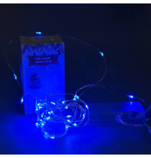 Гірлянда Xmas LED (Copper) на мідному дроті (крапля роси) (від USB та АА) Синя