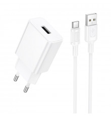 Мережевий зарядний пристрій BOROFONE Lemi single port charger set (Type-C) (EU) White ( )