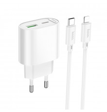 Мережевий зарядний пристрій HOCO. ) Fighter. charger set(C to iP) White ( )