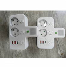 Мережевий розгалужувач у розетку на розетки, USB та Type-C PD, білий трійник-адаптер