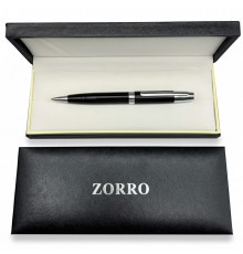 Ручка кулькова ZORRO у подарунковій коробці (чорна з сріблястими вставками)