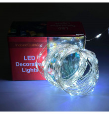 Гірлянда Крапля роси Led Білий на мідному дроті від батарейок+USB