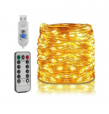 Гірлянда-нитка світлодіодна на мідному дроті LED, м, USB, тепле світло, декоративне підсвічування