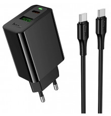 Мережевий зарядний пристрій HOCO Leader. charger set(C to C) Black ( )