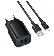 Мережевий зарядний пристрій BOROFONE Star dual-port charger set (Micro) (EU) Black ( )