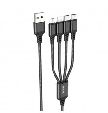 Кабель HOCO Super charging cable (Type-C+Type-C+iP+Micro) Black ( )