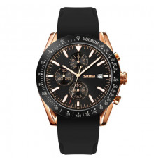 Годинники наручні SKMEI, ROSE GOLD/BLACK-SILICONE STRAP