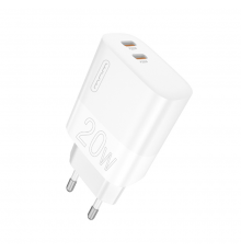 Мережевий зарядний пристрій Charger USB C + USB C white ( )