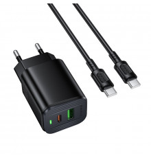 Мережевий зарядний пристрій з кабелем BOROFONE Star. charger set (C to C) (EU) Black ( )