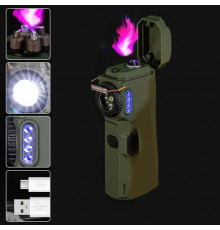 Ліхтар MULTIFUNCTIONAL green, Li-Ion акумулятора, індикація заряду, запальничка, ЗП Type-C, Box