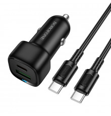 Автомобільний зарядний пристрій BOROFONE Cloud ) car charger set(C to C) Black ( )