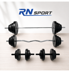 Штанга + гантелі RN-Sport на 80 кг 4 грифи + диски. Рукавички у подарунок!