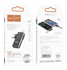 Перехідник OTG Hoco Lightning+Type-C male to USB female
