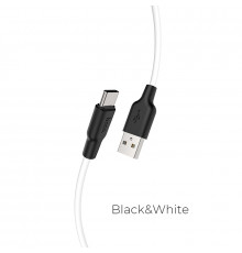 Кабель HOCO Plus USB to Type-C,, silicone, silicone connectors, Black+White ( )