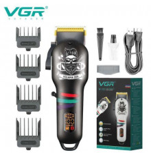 Акумуляторна машника для стриження (clipper) VGR BLACK, насадки, LED display