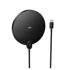 Бездротовий зарядний пристрій HOCO Peak desktop wireless fast charger with digital display cable Black ( )