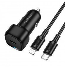 Автомобільний зарядний пристрій BOROFONE Cloud single port car charger set (C to iP) Black ( )