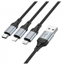 Кабель HOCO Fresh charging data cable (iP+Micro+Type-C) Black ( )