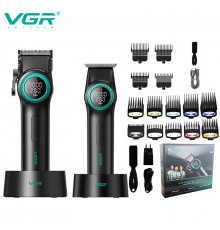 Комплект VGR в BLACK, акумуляторна машинка для стрижки (clipper) і тример