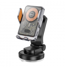 Автотримач для телефона з БЗП HOCO Transparent Discovery Edition wireless fast charging car holder(center console) Metal Gray ( )