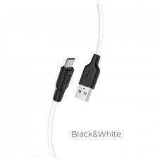 Кабель HOCO Plus USB to Micro.,, silicone, silicone connectors, Black+White ( )