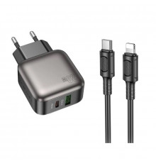 Мережевий зарядний пристрій з кабелем BOROFONE Absolute. charger set (C to iP) (EU) Black ( )
