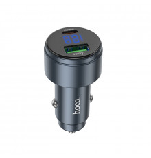 Автомобільний зарядний пристрій HOCO Glorious dual-port digital display. car charger Metal Gray ( )