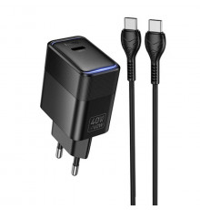 Мережевий зарядний пристрій з кабелем HOCO Lounge single port charger White ( )