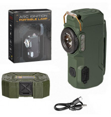 Ліхтар MULTIFUNCTIONAL green, Li-Ion акумулятора, індикація заряду, запальничка, ЗП Type-C, Box