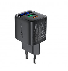 Мережевий зарядний пристрій ACEFAST GaN charger (USB-A+USB-C) with digital display Black ( )