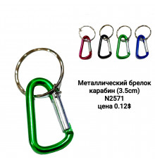 Металевий брелок-карабін для ключів,, см (12 шт./уп.)
