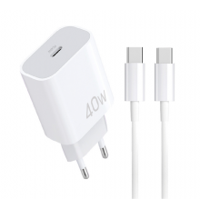 Мережевий зарядний пристрій з кабелем PD charger with C-C cable ( )