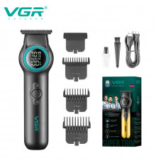 Тример VGR GREEN, насадки, керамічне лезо, TURBO режим, регулювання потужності RPM, LED light, LED display
