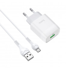 Мережевий зарядний пристрій з кабелем HOCO Glorious single port. charger set(Type-C) White ( )