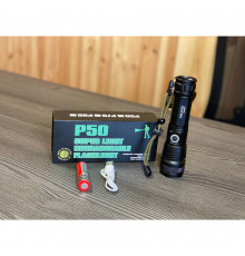 Ручний акумуляторний світлодіодний ліхтар із зумом та USB, чорний