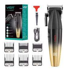 Акумуляторна машинка для стриження (clipper) VGR GOLD, насадок, TURBO режим RPM, керамічне лезо, LED display