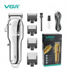 Акумуляторна машинка для стрижки (clipper) VGR SILVER, насадки