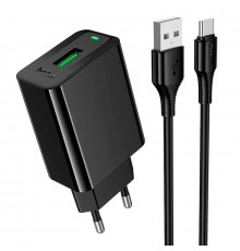 Мережевий зарядний пристрій HOCO Leader single-port charger set(Type-C) Black ( )