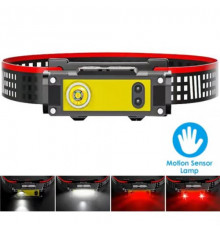 Ліхтар налобний ХРЕ+COB (White+Red), Motion Sensor,, ЗП Type-C