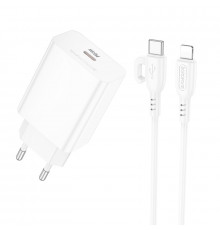 Мережевий зарядний пристрій з кабелем BOROFONE Pro Long journey single port charger set(C to iP) White ( )