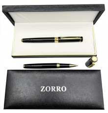 Ручка ролерна ZORRO в подарунковій коробці (чорна із золотистими вставками)