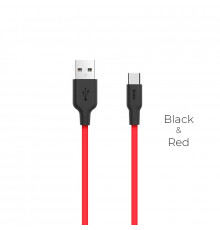 Кабель HOCO USB to Type-C,, silicone, TPE connectors, Black+Red ( )