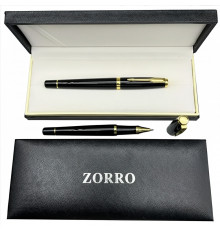 Ручка ролерна ZORRO в подарунковій коробці (чорна із золотистими вставками)