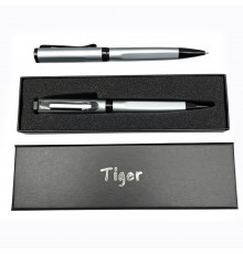 Подарункова ручка кулькова Tiger у футлярі (сріблясто-чорна)