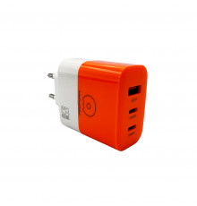 Мережевий зарядний пристрій Charger USB C + USB A white black ( )