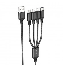 Кабель HOCO Super charging cable (iP+iP+Type-C+Micro) Black ( )