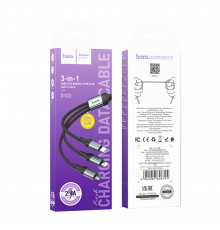 Data Cable Hoco Fresh Lightning+Micro+Type-C.