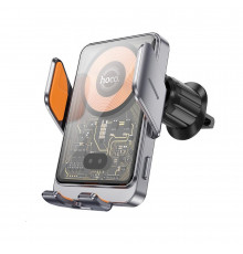 Автотримач для телефона з БЗП HOCO Transparent Discovery Edition wireless fast charging car holder(air outlet) Metal Gray ( )